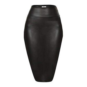 Faux Leather Body-con Midi Pencil Skirt